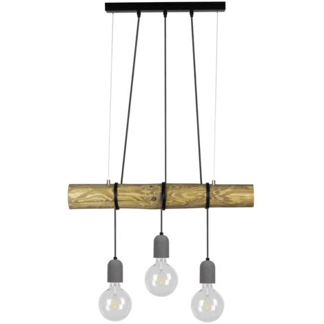 Suspension en Pin teinté Design Industriel Triple Douille TRABO CONCRETE (1/2)