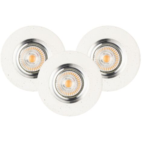 Lot de 3 Plafonnier encastrable en Béton Blanc Disque 10 cm VITAR (1/2)