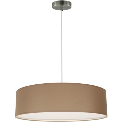 Suspension Cylindre  en Tissus Marron Abat jours diam 50 cm  JOSEFINA (1/2)