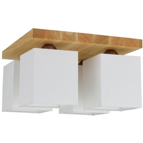 Plafonnier en Chêne huilé Design Carré Lumineux 4 Têtes INGER (1/2)