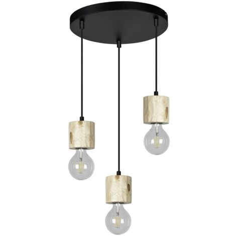 Suspension en Pin Naturel Design Scandinave 3 Têtes Alignées PINO (1/4)