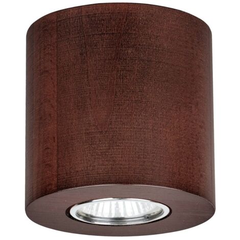 Plafonnier en Hêtre teinté Noyer Design Cylindre pour 1 Ampoule WOODDREAM (1/2)