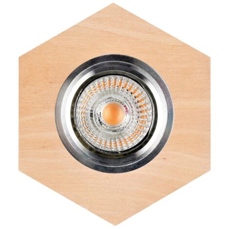 Plafonnier encastrable en Bouleau Naturel Hexagone Bois 10 cm VITAR (1/2)
