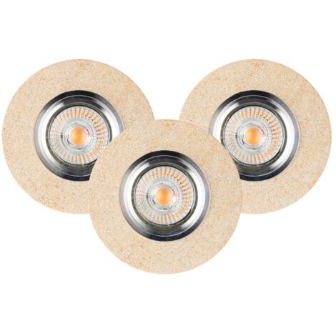 Lot de 3 Plafonnier encastrable en Grés sable Disque 10 cm VITAR (1/2)