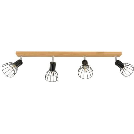 Plafonnier en Chène huilés 4 Ampoule Design fil de fer couleur noir MEGAN (1/3)