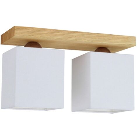 Plafonnier en Chêne huilé Design Carré Lumineux 2 Têtes INGER (1/2)