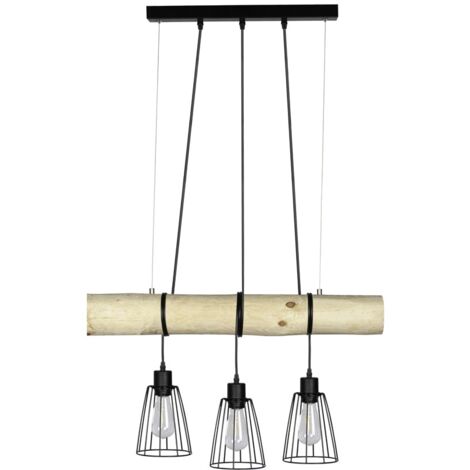 Suspension en Pin Naturel Design Scandinave avec 3 cloches TRABO SHORT (1/2)