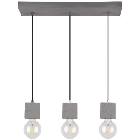 Suspension en Béton Gris Design Cubic Plaque 3 Ampoules alignées STRONG (1/3)