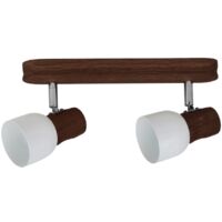 Plafonnier en Hêtre teinté Noyer Naturel Design Traditionnel 2 Douilles SVANTJE