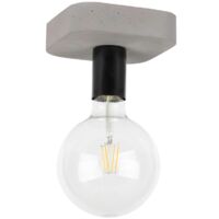 Plafonnier en Béton Plaque grise Support métal Noir pour 1 Ampoule FORTAN