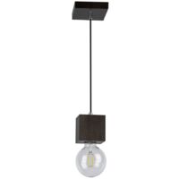 Suspension en Hêtre teinté Noyer Design Contemporain 1 Tête TRONGO SQUARE