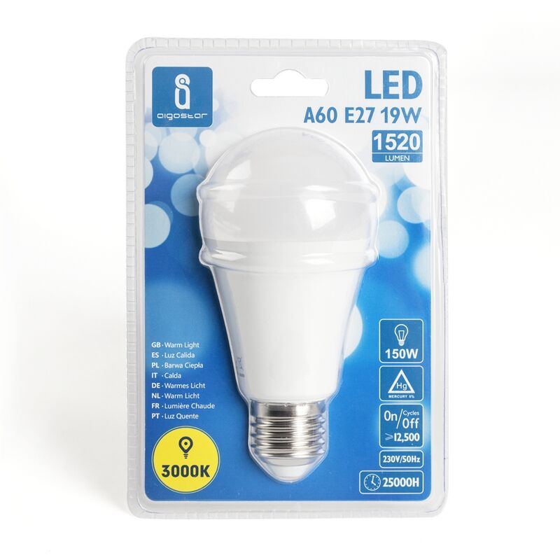 Lampadina Led E27 A60 a bulbo 11W Bianco caldo 3000K Aigostar