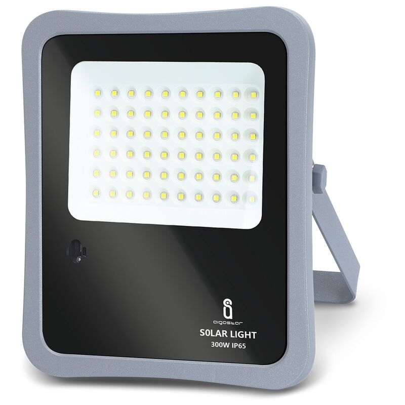 Aigostar - Faro led esterno con pannello solare,300W,luce bianca  6500k.Grado di Protezione IP66 ,Lunghezza del cavo 2M