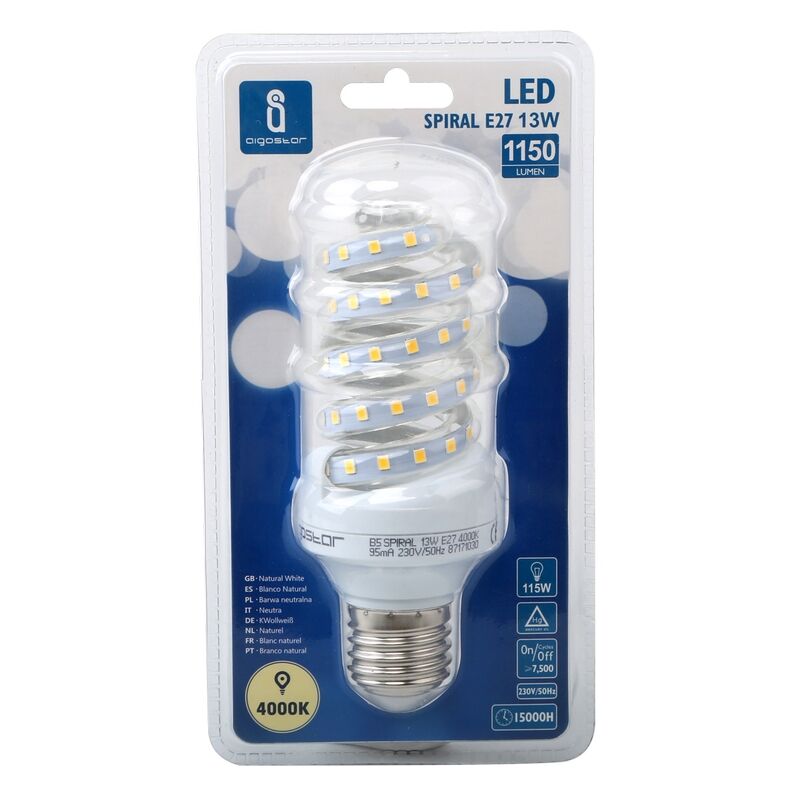 Lampadina Led E27 a tubo a spirale 15W Bianco caldo 3000K Aigostar