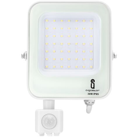 Faro proiettore Led 30W Bianco da esterno IP65 Bianco freddo 6500K con  sensore crepuscolare e di