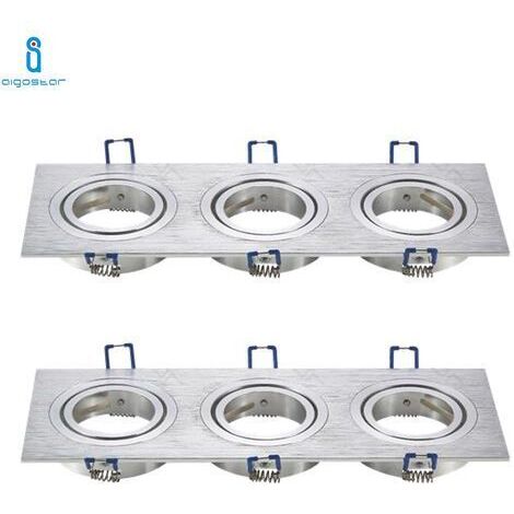 Portafaretto orientabile GU10 / MR16 da incasso 255x91mm Argento Rettangolare 3 posti Aigostar (1/5)