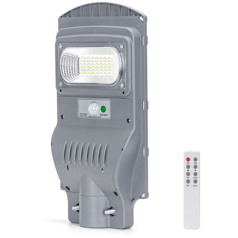 Lampione stradale Led 50W Grigio con pannello solare IP65 Bianco freddo 6500K con sensore crepuscolare e di movimento Aigostar (1/5)