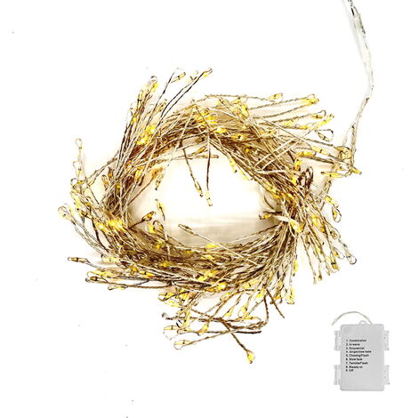 CATENA LUMINOSA NATALE 200 LED SU 2 MT CAVO RAME EFFETTO FOGLIA IP44 A BATTERIA (1/5)