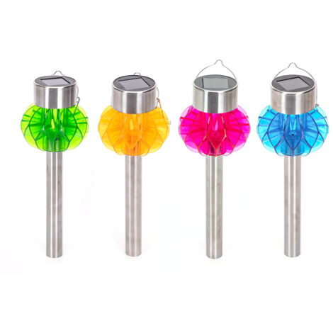 Lampioncino segnapassi Led Dahlia 0,012W in acciaio con pannello solare IP44 colori assortiti con sensore crepuscolare confezione 12pz Aigostar (1/4)