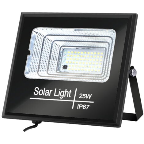 Faro Led 25W Nero con pannello solare IP67 Bianco freddo 6500K Dimmerabile con telecomando e crepuscolare Aigostar