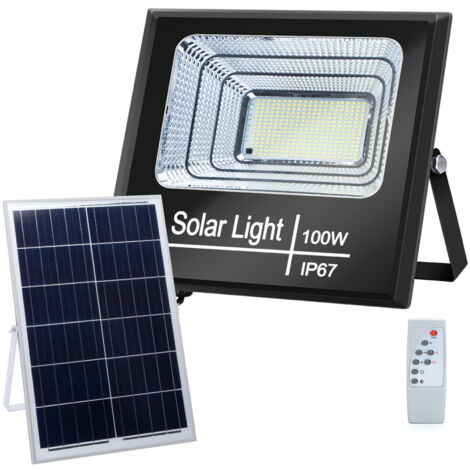 Aigostar Faro LED Solare Esterno Con Pannello Grande, 2 Pezzi, 5 M Cavo, Dimmerabile 3000/4000/6500K, Batteria 4000mAh, IP66, Telecomando E Timer