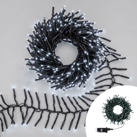 Catena di luci 25 metri da 500 Led Bianco Freddo e Caldo con cavo verde