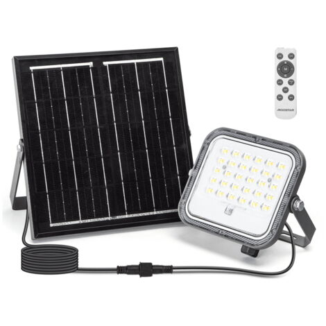 Faro Led 50W Grigio con pannello solare IP66 CCT temperatura colore regolabile Dimmerabile con telecomando e con sensore crepuscolare Aigostar
