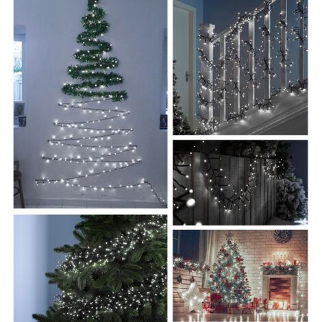 Catena di luci 25 metri da 500 Led Bianco Freddo con cavo verde Wisdom