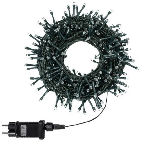 Catena di luci 25 metri da 500 Led Bianco Freddo e Blu con cavo verde Wisdom