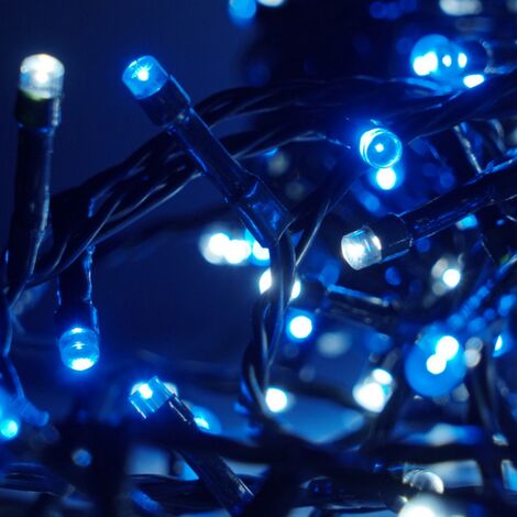 Catena di luci 25 metri da 500 Led Bianco Freddo e Blu con cavo verde Wisdom