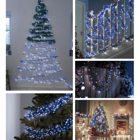 Catena di luci 25 metri da 500 Led Bianco Freddo e Blu con cavo verde Wisdom