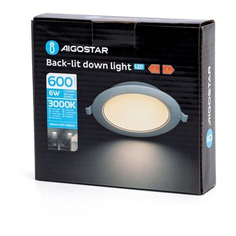 Faretto Led slim da incasso 6W Rotondo Cornice bianca Apertura 100 gradi Bianco caldo 3000K Aigostar
