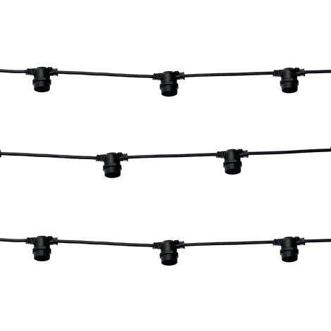 Catena di luci lineare 10 metri per 10 lampadine E27 IP54 Nera Wisdom