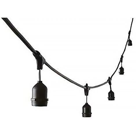 Catena di luci pendenti 5 metri per 10 lampadine E27 IP65 Nera Wisdom