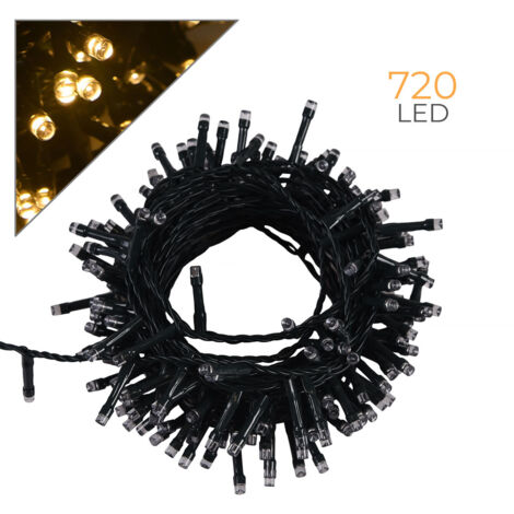 CATENA LUMINOSA DI NATALE 720 LED 31V 36M CON CAVO VERDE E LUCE CALDA - DECORAZIONE PERFETTA PER GIARDINI CASE E VETRINE