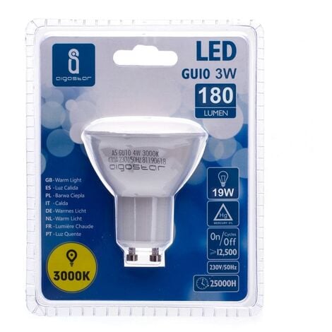 Faretto Led GU10 3W SMD Apertura 120-160 gradi Bianco caldo 3000K Aigostar