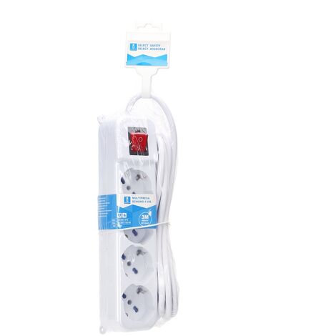 Ciabatta multipresa elettrica 4 posti con cavo da 3m &8211 4 Prese Schuko+Bipasso Aigostar