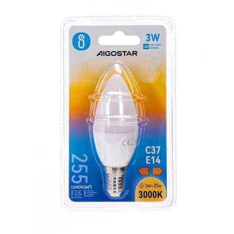 Lampadina Led E14 C35 a candela 3W Bianco caldo 3000K Aigostar