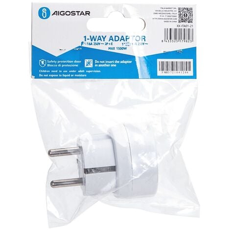 Spina adattatore Schuko grande 16A con Riduttore Bipasso Aigostar