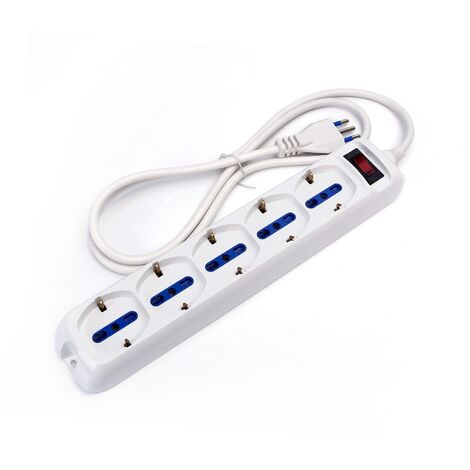 Ciabatta multipresa elettrica Slim 5 posti con cavo da 1,5m &8211 Spina 10A e 5 Prese Schuko+Bipasso Aigostar