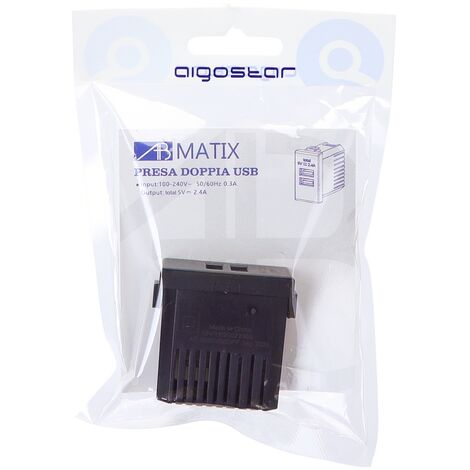 Presa USB a 2 posti nera compatibile BTicino Matix 