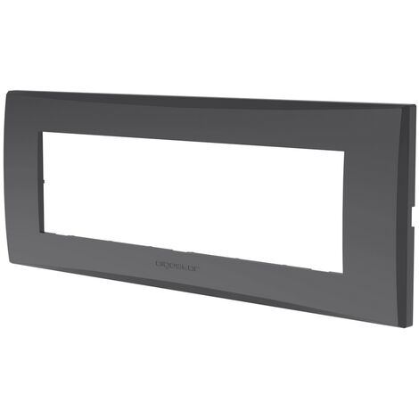 Placca 7 moduli 506 in plastica grigia compatibile anche con Vimar Plana