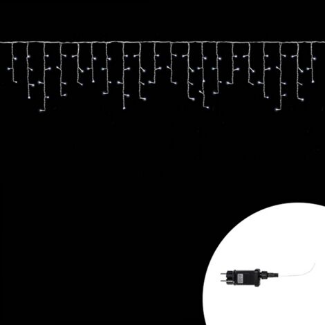 Tenda luminosa 10 metri 380 Led Bianco Freddo fisso e intermittente stalattiti prolungabile altezza 50cm da esterno Wisdom