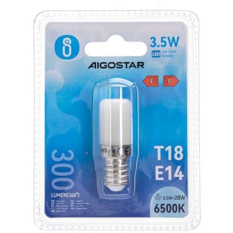 Lampadina Led da frigorifero E14 T18 3,5W Bianco freddo 6500K Aigostar (1/5)