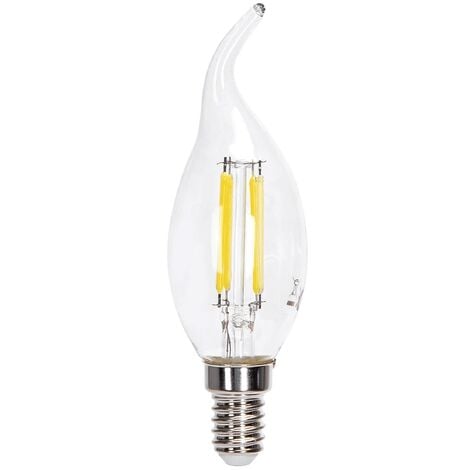 Lampadina led filamento fiamma 4w attacco piccolo E14 colpo di vento  candela trasparente luce bianca naturale calda