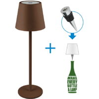 Lampada da tavolo Led touch Alba Corten 1,2W portatile e da bottiglia a batteria ricaricabile USB Novaline