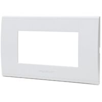 Placca 4 moduli 504 in plastica bianca compatibile anche con BTicino Livinglight