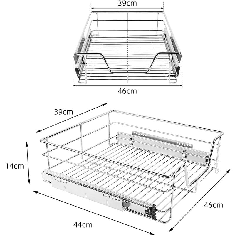 Haloyo Cestelli Estraibili in Acciaio per Cucina Cassetti Organizzazione  Credenza,39 x 14 x 44 cm