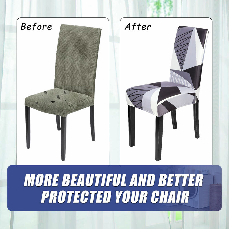 6 Coprisedie Elasticizzati Impermeabili - Per Sedie Da Pranzo, Cucina, Ufficio, Grigio, Lavabili In Lavatrice - Foto 6