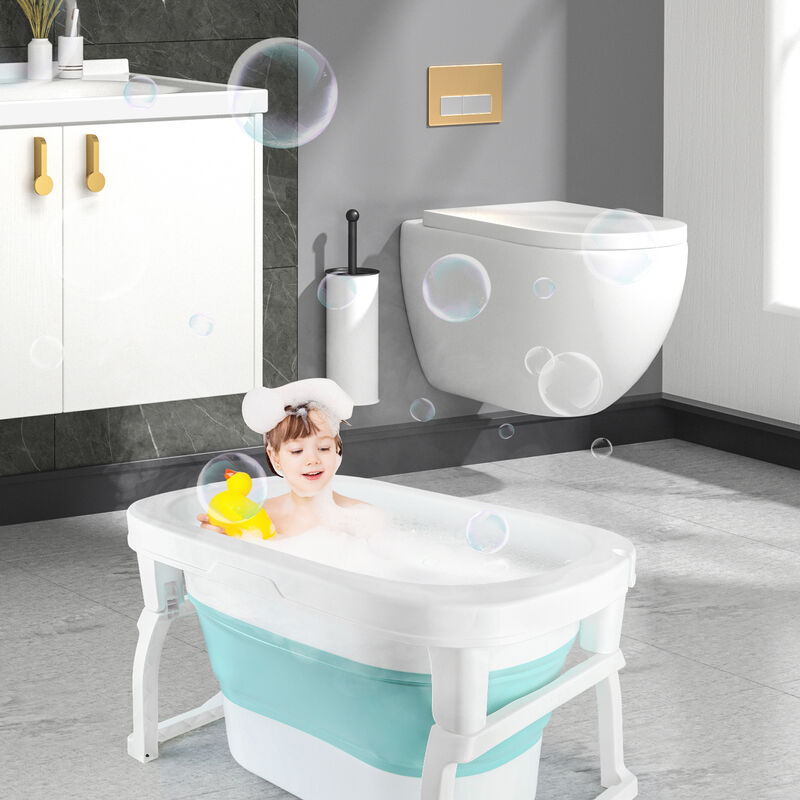 HUOLE Vasca da bagno pieghevole per bambini, da 0 a 9 anni, grigia, antiscivolo